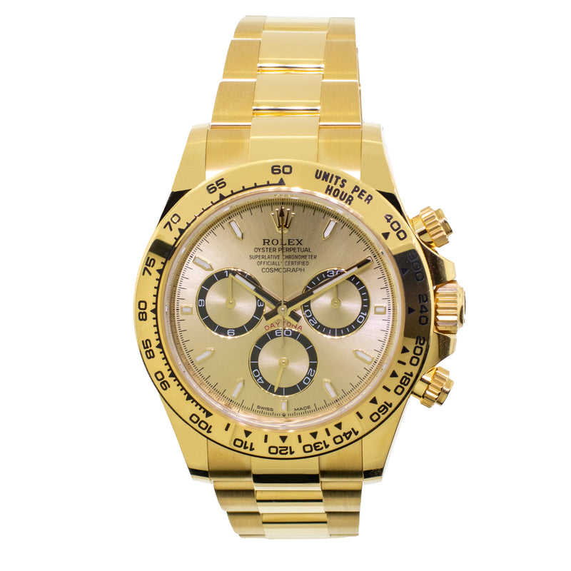 Rolex Daytona 40mm Yellow Gold Champagne Index Dial & Gold Bezel 126508-Da Vinci Fine Jewelry