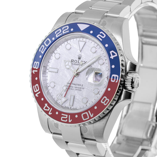 Rolex GMT-Master II "Superman" 40mm White Gold Meteorite Dial & Red & Blue Bezel 126719BLRO-Da Vinci Fine Jewelry