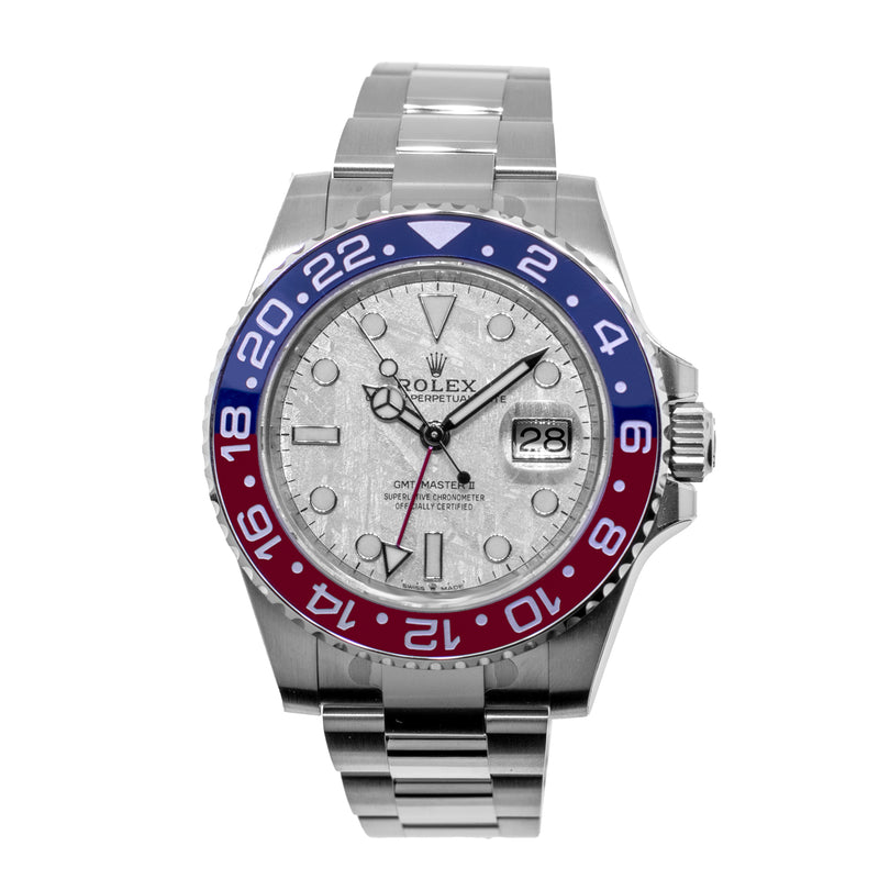 Rolex GMT-Master II "Superman" 40mm White Gold Meteorite Dial & Red & Blue Bezel 126719BLRO-Da Vinci Fine Jewelry
