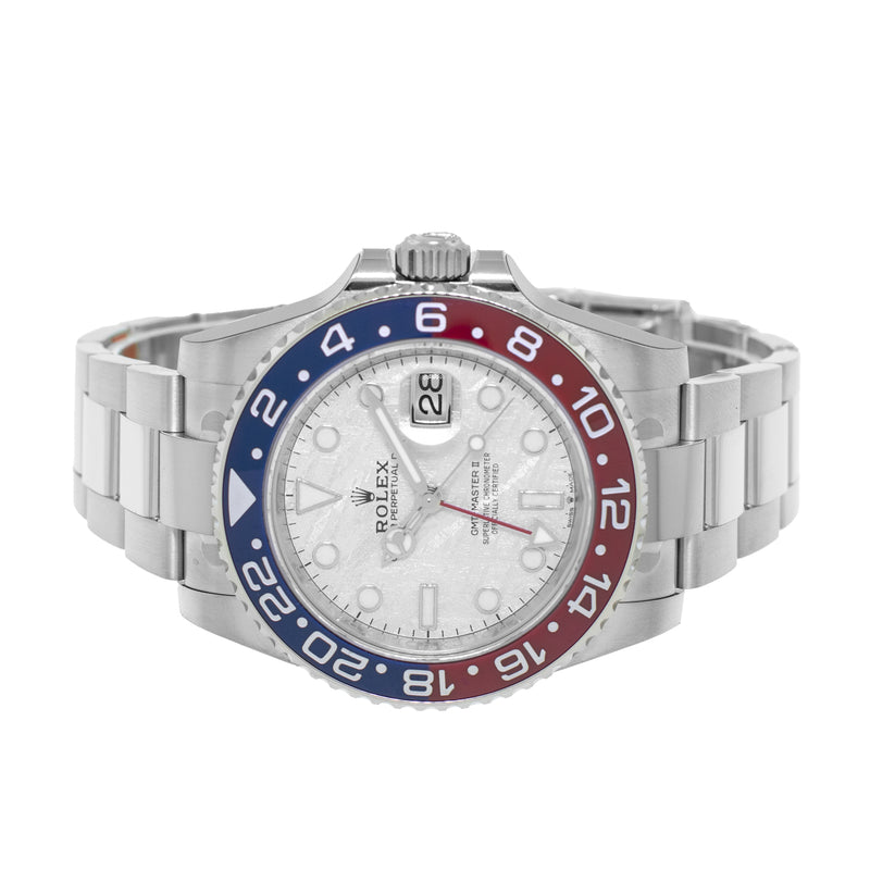 Rolex GMT-Master II "Superman" 40mm White Gold Meteorite Dial & Red & Blue Bezel 126719BLRO-Da Vinci Fine Jewelry