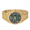 Rolex Day-Date 36mm Yellow Gold Green Hombre Roman Dial & Fluted Bezel 128238-Da Vinci Fine Jewelry