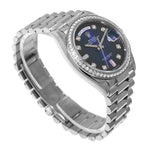 Rolex Day-Date 36mm White Gold Blue Ombre Diamond Dial Diamond Bezel President 128349-Da Vinci Fine Jewelry