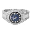 Rolex Day-Date 36mm White Gold Blue Ombre Diamond Dial Diamond Bezel President 128349-Da Vinci Fine Jewelry