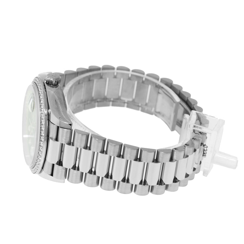 Rolex Day-Date 36mm White Gold Blue Ombre Diamond Dial Diamond Bezel President 128349-Da Vinci Fine Jewelry
