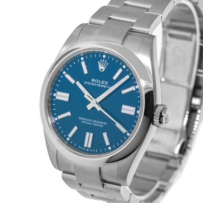 Rolex NEW RELEASE 2025 Oyster Perpetual 41mm Stainless Steel Blue Index Dial & Smooth Bezel 134300-Da Vinci Fine Jewelry