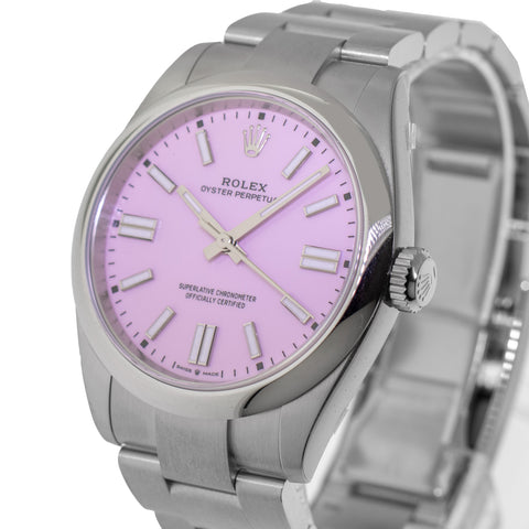 Rolex Oyster Perpetual 41mm Stainless Steel Candy Pink Index Dial
