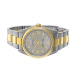 Rolex Oyster Perpetual 34mm 18K Yellow Gold & Steel Slate Arabic Dial Smooth Bezel 14203-Da Vinci Fine Jewelry