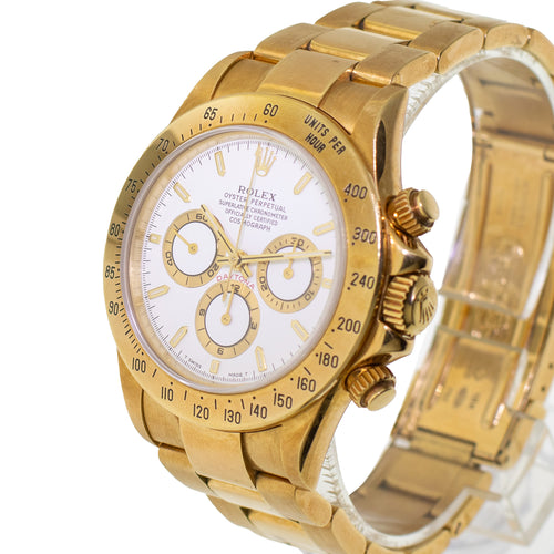 Rolex Daytona 40mm 18K Yellow Gold White Dial & Yellow Gold Bezel 16528 - unpolished-Da Vinci Fine Jewelry