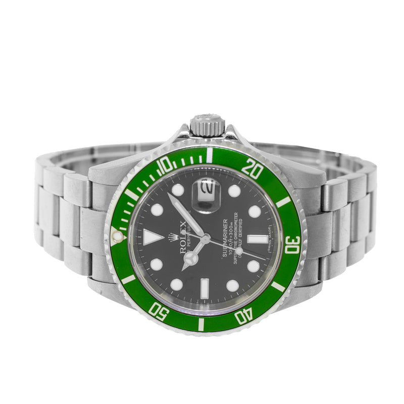 Rolex Submariner Date 40mm Stainless Steel Black Dial & Green Bezel "Kermit" 16610LV-Da Vinci Fine Jewelry