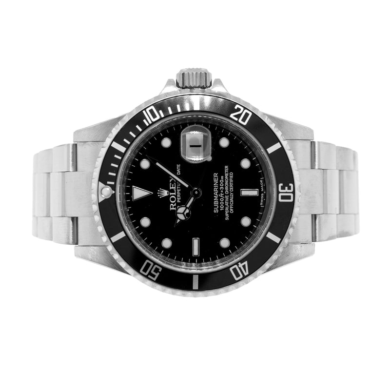 Rolex Submariner Date 40mm Stainless Steel Black Dial & Black Bezel 16610-Da Vinci Fine Jewelry