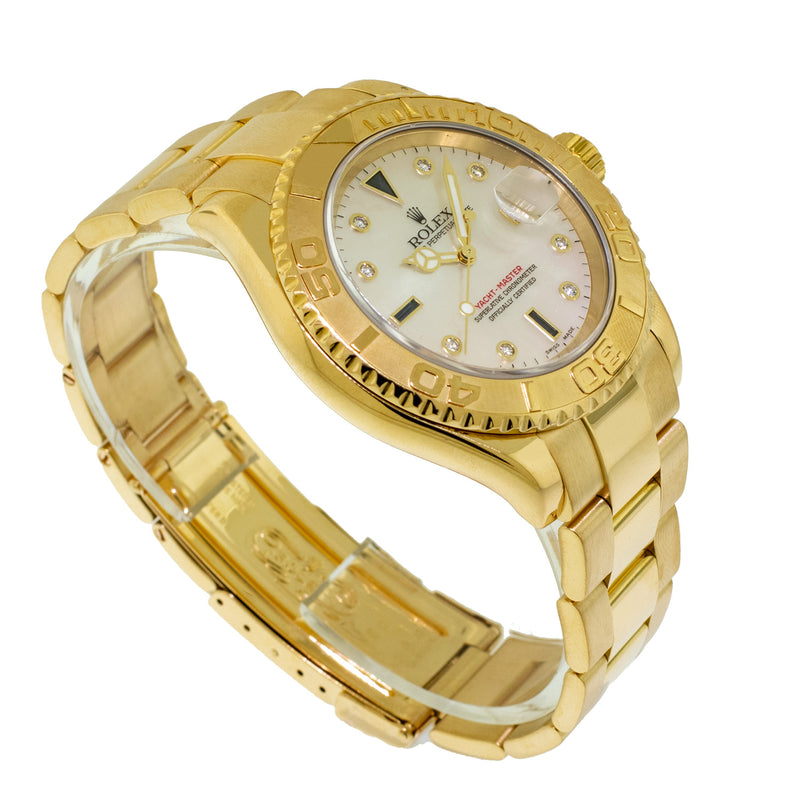 Rolex Yacht-Master 40mm 18K Yellow Gold Mother of Pearl Diamond Dial & Gold Bezel 16628-Da Vinci Fine Jewelry