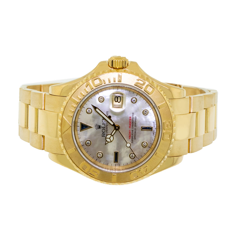 Rolex Yacht-Master 40mm 18K Yellow Gold Mother of Pearl Diamond Dial & Gold Bezel 16628-Da Vinci Fine Jewelry