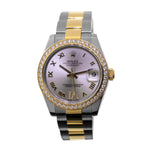 Rolex Lady-Datejust 31mm Yellow Gold & Steel Silver Roman Diamond Dial & Diamond Bezel 178383-Da Vinci Fine Jewelry