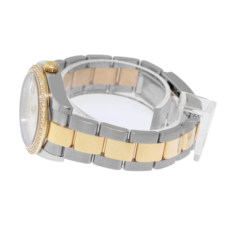 Rolex Lady-Datejust 31mm Yellow Gold & Steel Silver Roman Diamond Dial & Diamond Bezel 178383-Da Vinci Fine Jewelry