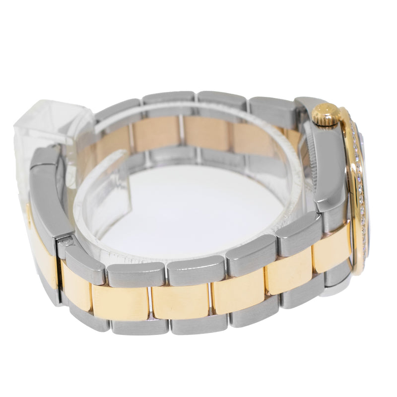 Rolex Lady-Datejust 31mm Yellow Gold & Steel Silver Roman Diamond Dial & Diamond Bezel 178383-Da Vinci Fine Jewelry