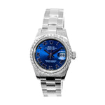 Rolex Datejust 26mm Stainless Steel Blue Roman Dial & Custom Diamond Bezel 179160-Da Vinci Fine Jewelry