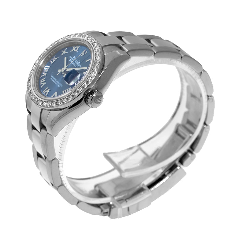 Rolex Datejust 26mm Stainless Steel Blue Roman Dial & Custom Diamond Bezel 179160-Da Vinci Fine Jewelry