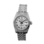 Rolex Datejust 26mm White Gold Steel White Roman Dial Fluted Bezel 179174-Da Vinci Fine Jewelry