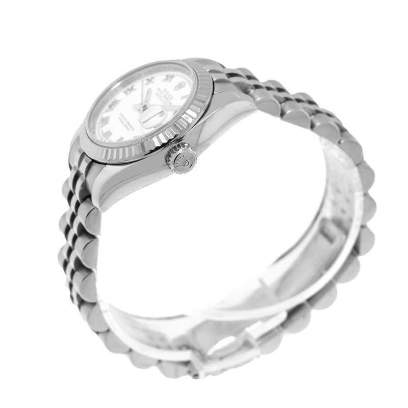 Rolex Datejust 26mm White Gold Steel White Roman Dial Fluted Bezel 179174-Da Vinci Fine Jewelry