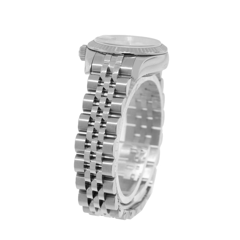 Rolex Datejust 26mm White Gold Steel White Roman Dial Fluted Bezel 179174-Da Vinci Fine Jewelry