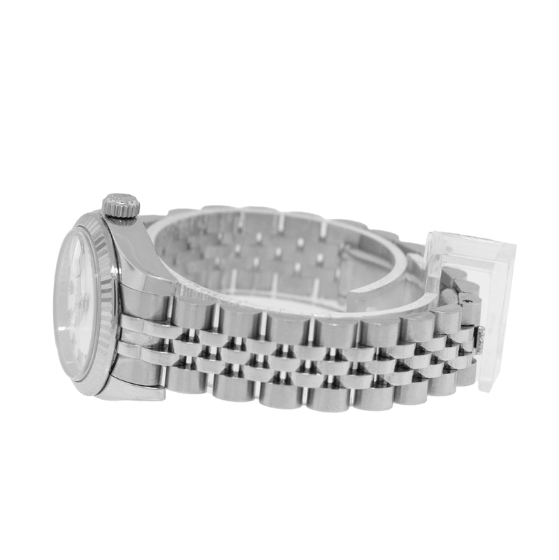 Rolex Datejust 26mm White Gold Steel White Roman Dial Fluted Bezel 179174-Da Vinci Fine Jewelry