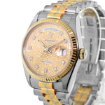 Rolex Day-Date 36mm Yellow, Rose and White Gold TRIDOR Champagne Jubilee Diamond Dial Fluted Bezel 18039-Da Vinci Fine Jewelry