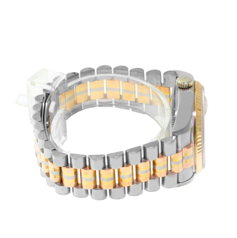 Rolex Day-Date 36mm Yellow, Rose and White Gold TRIDOR Champagne Jubilee Diamond Dial Fluted Bezel 18039-Da Vinci Fine Jewelry