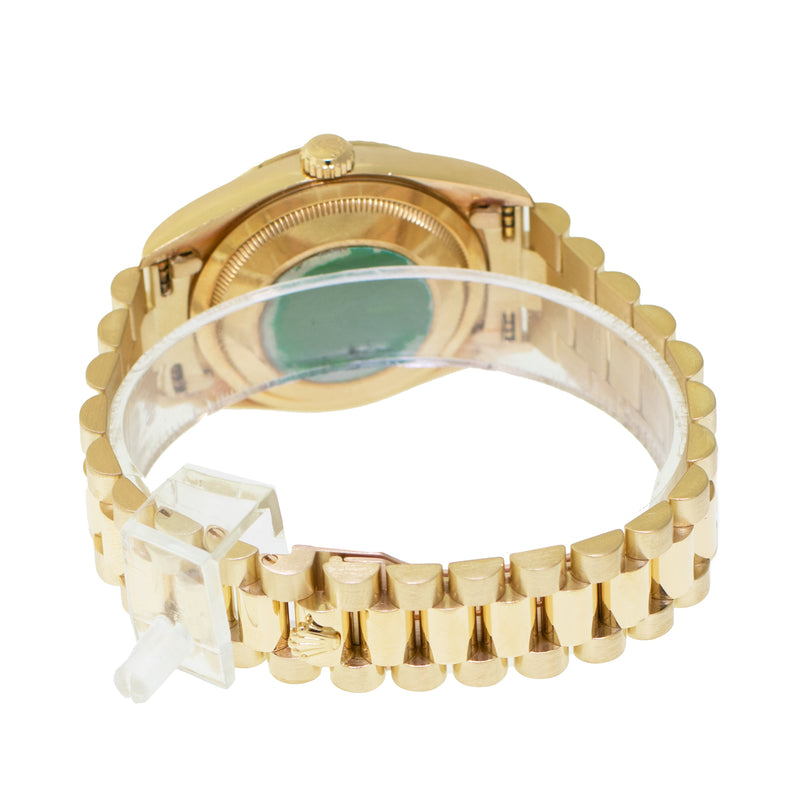 Rolex Day-Date 36mm Yellow Gold Champagne Diamond Dial & Fluted Bezel 18238-Da Vinci Fine Jewelry