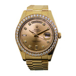 Rolex Day-Date 41mm Yellow Gold Factory Champagne Diamond Dial & Diamond Bezel 218348-Da Vinci Fine Jewelry