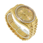 Rolex Day-Date 41mm Yellow Gold Factory Champagne Diamond Dial & Diamond Bezel 218348-Da Vinci Fine Jewelry