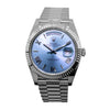 Rolex Day-Date 40mm Platinum Ice Blue Roman Dial & Fluted Bezel 228236-Da Vinci Fine Jewelry