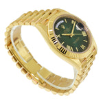 Rolex Day-Date 40mm Yellow Gold Green Ombre Roman Dial & Fluted Bezel 228238-Da Vinci Fine Jewelry