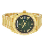 Rolex Day-Date 40mm Yellow Gold Green Ombre Roman Dial & Fluted Bezel 228238-Da Vinci Fine Jewelry