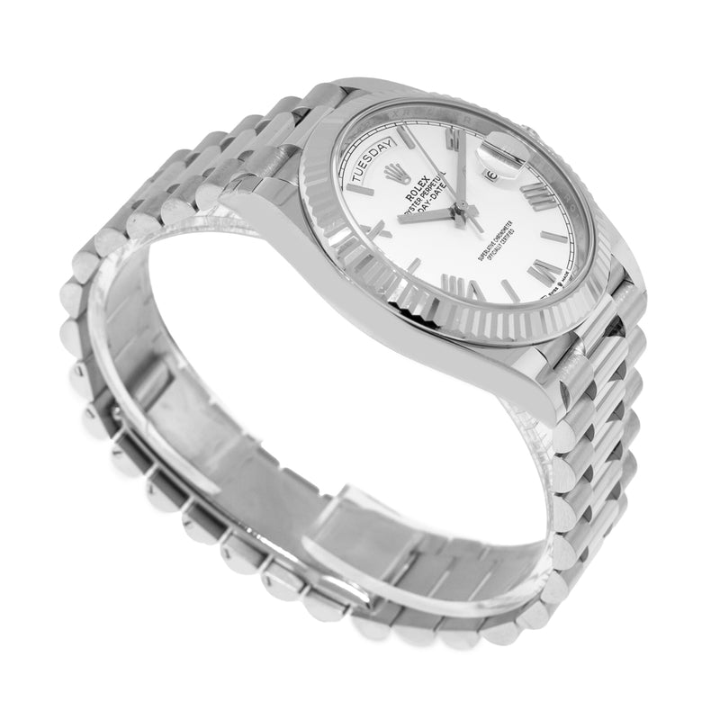 Rolex Day-Date 40mm White Gold White Roman Dial President 228239-Da Vinci Fine Jewelry