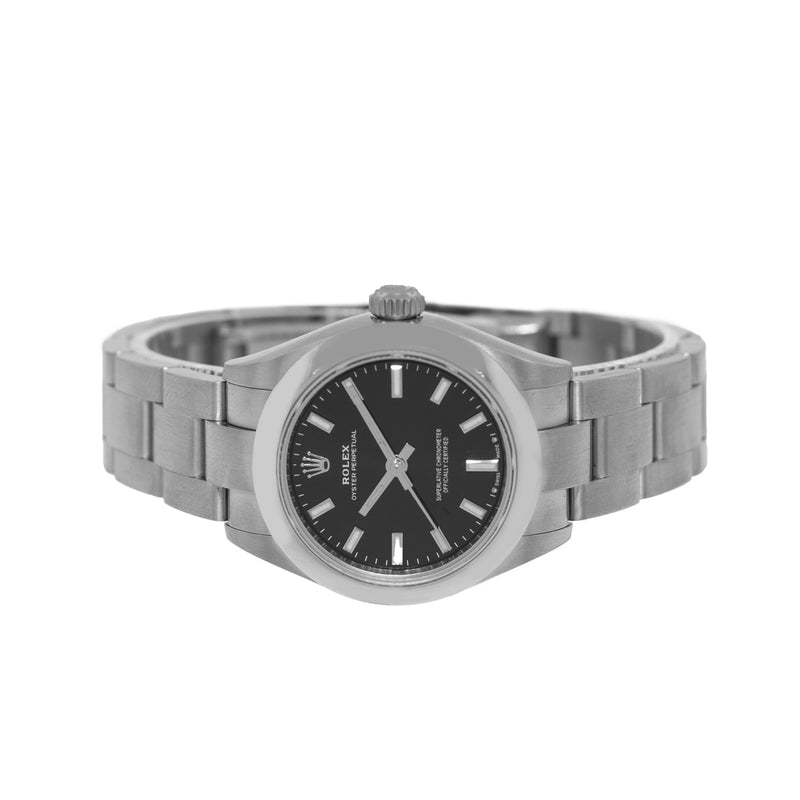 Rolex Oyster Perpetual 28mm Stainless Steel Black Index Dial Smooth Bezel 276200-Da Vinci Fine Jewelry