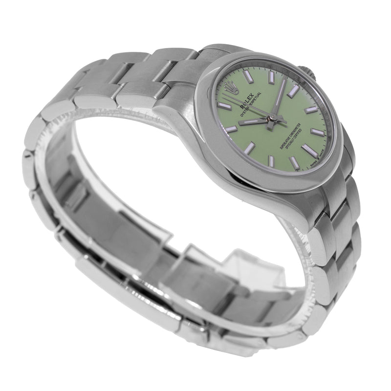 Rolex Oyster Perpetual NEW RELEASE 31mm Stainless Steel Pistachio Index Dial & Smooth Bezel 277200-Da Vinci Fine Jewelry