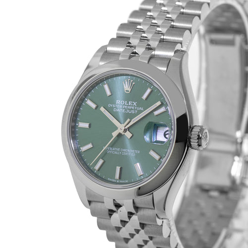 Rolex Datejust 31mm Stainless Steel Mint Green Index Dial & Smooth Bezel 278240-Da Vinci Fine Jewelry