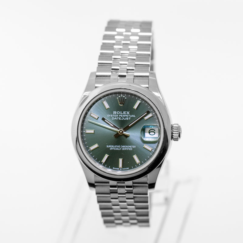 Rolex Datejust 31mm Stainless Steel Mint Green Index Dial & Smooth Bezel 278240-Da Vinci Fine Jewelry