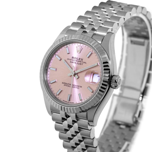Rolex Datejust 31mm White Gold and Stainless Steel Pink Index Dial Fluted Bezel 278274-Da Vinci Fine Jewelry