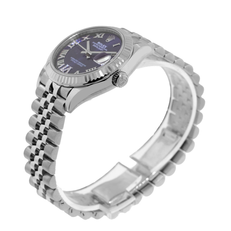 Rolex Datejust 31mm White Gold and Steel Purple Roman Diamond Dial Fluted Bezel 278274-Da Vinci Fine Jewelry