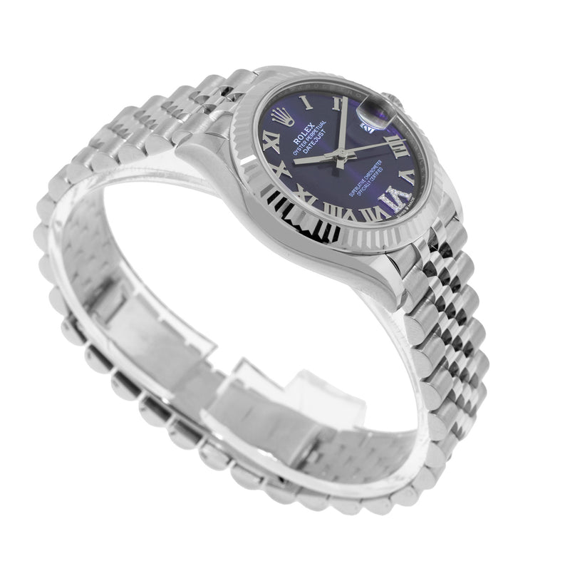 Rolex Datejust 31mm White Gold and Steel Purple Roman Diamond Dial Fluted Bezel 278274-Da Vinci Fine Jewelry