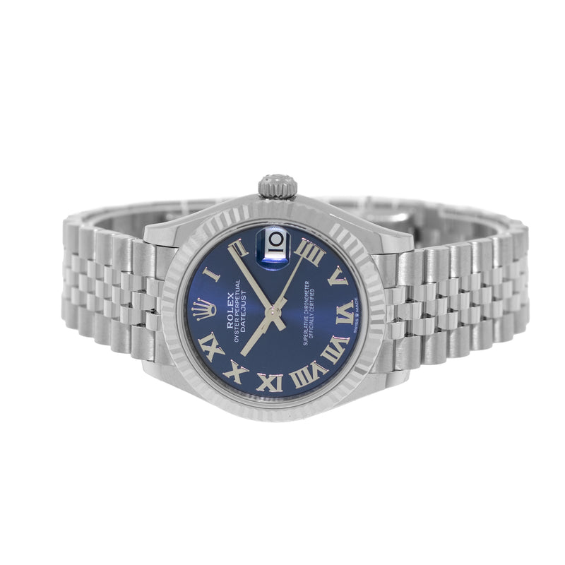 Rolex Datejust 31mm White Gold and Stainless Steel Blue Roman Dial Fluted Bezel 278274-Da Vinci Fine Jewelry