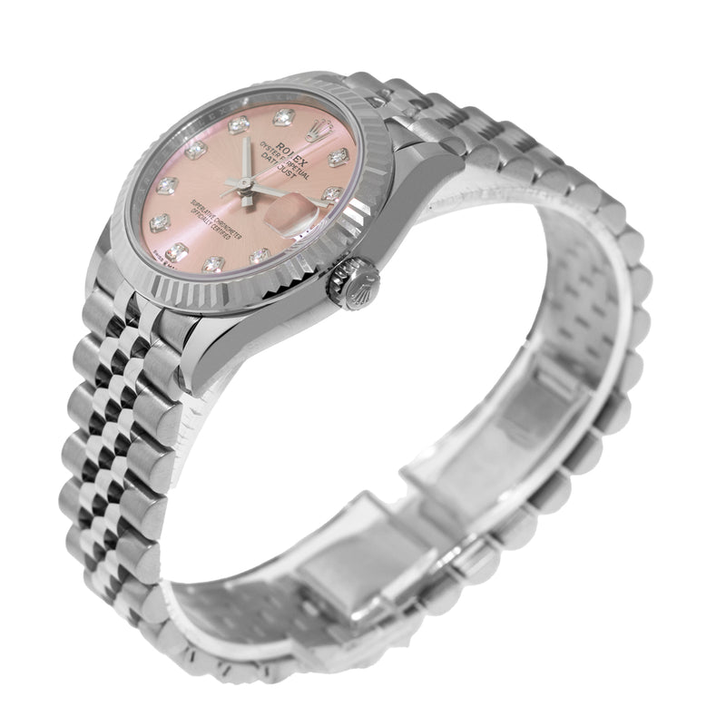 Rolex Datejust 31mm White Gold and Stainless Steel Pink Diamond Dial Fluted Bezel 278274-Da Vinci Fine Jewelry