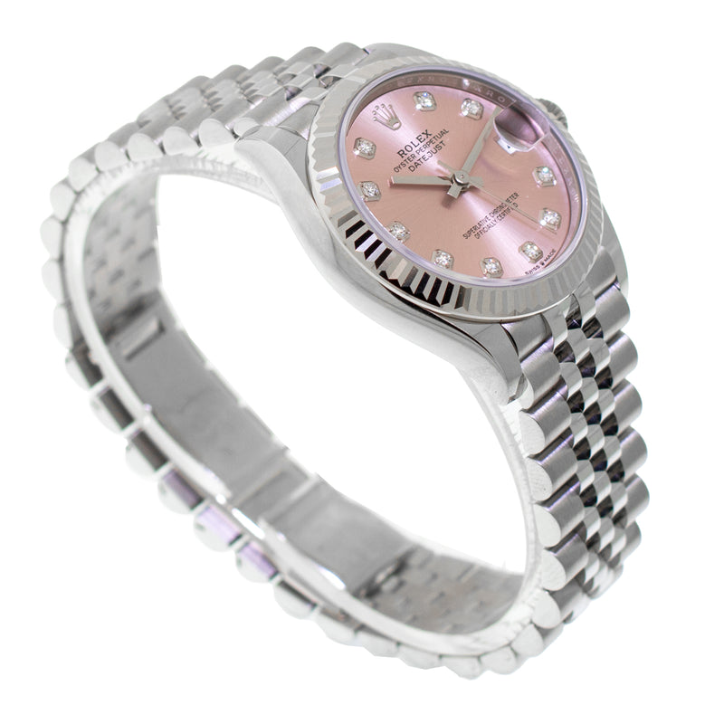 Rolex Datejust 31mm White Gold and Stainless Steel Pink Diamond Dial Fluted Bezel 278274-Da Vinci Fine Jewelry