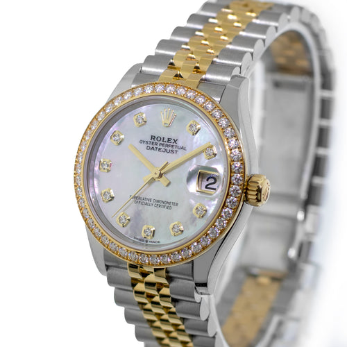 Rolex Lady-Datejust 31mm 18K Yellow Gold & Steel Mother of Pearl Diamond Dial & Diamond Bezel 278383RBR-Da Vinci Fine Jewelry