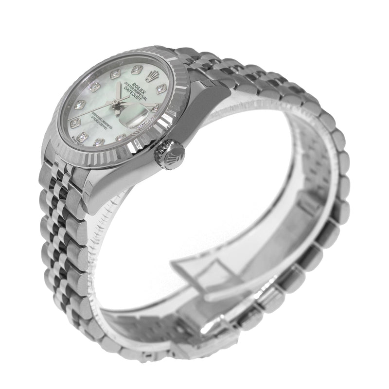 Rolex Lady-Datejust 28mm White Gold & Steel Mother of Pearl Dial & Fluted Bezel 279174-Da Vinci Fine Jewelry