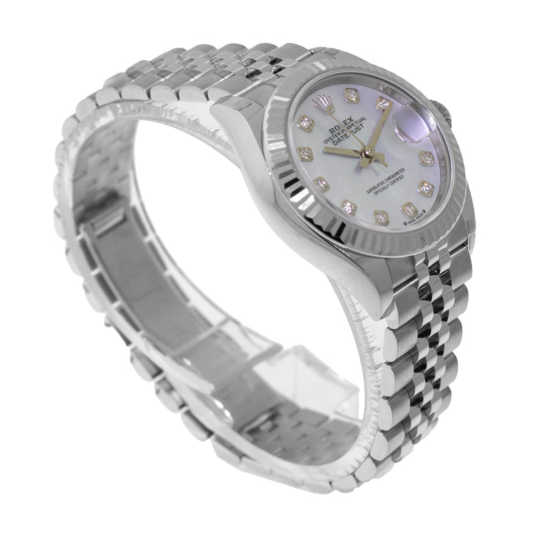 Rolex Lady-Datejust 28mm White Gold & Steel Mother of Pearl Dial & Fluted Bezel 279174-Da Vinci Fine Jewelry