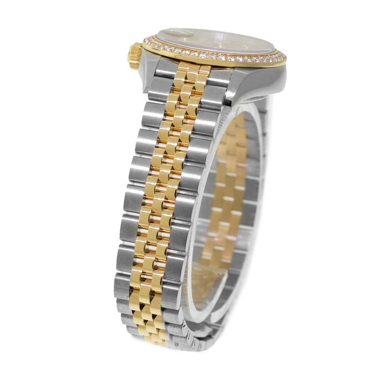 Rolex Lady-Datejust 28mm Yellow Gold & Steel Champagne Star Diamond Dial & Diamond Bezel 279383-Da Vinci Fine Jewelry