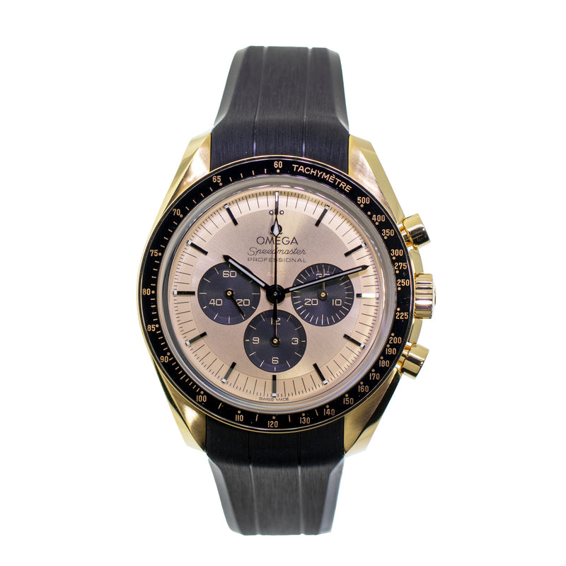 Omega Speedmaster Moonwatch 42mm Yellow Gold, Gold Index Dial 310.62.42-Da Vinci Fine Jewelry