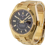 Rolex Sky-Dweller 42mm Yellow Gold Black Index Dial & Fluted Bezel 326938-Da Vinci Fine Jewelry